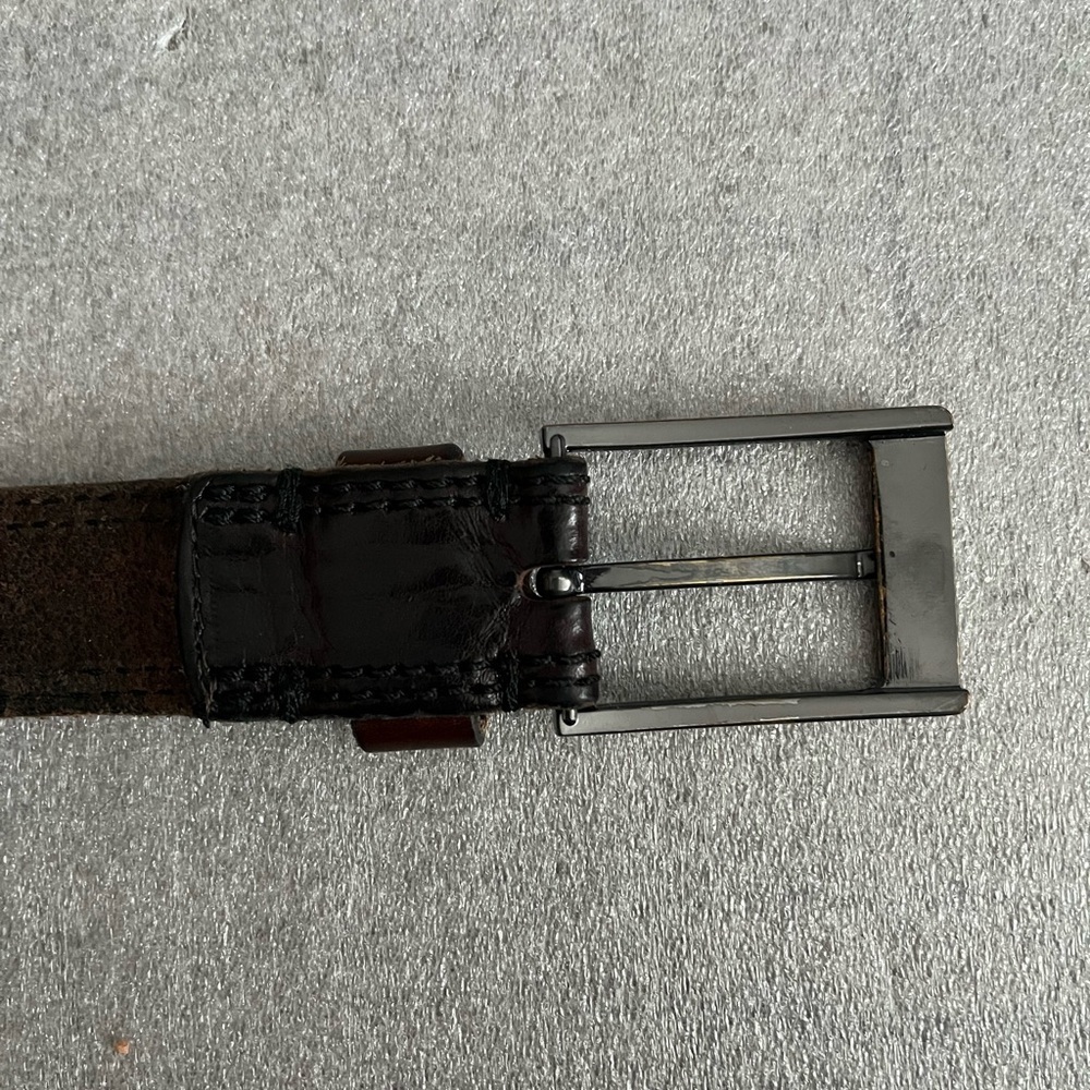 [34”/Max 45”]Ted Baker Dark Brown Leather Belt with Brassed Buckle- Italy - Picture 3 of 8